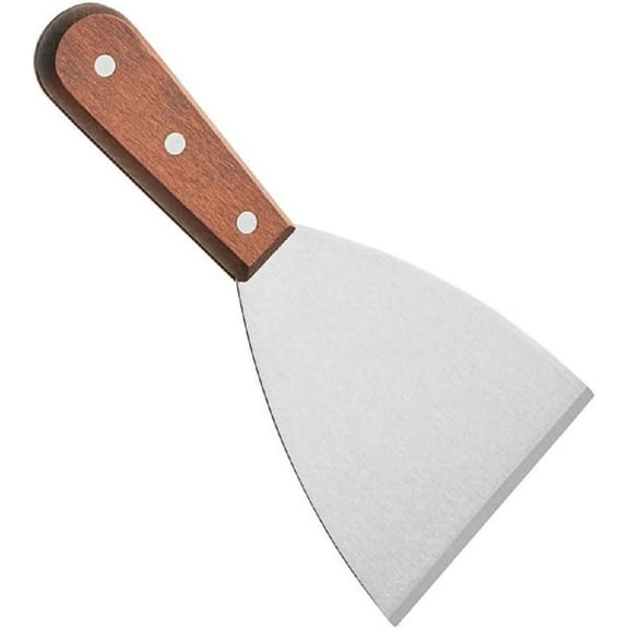 TrueCraftware- 4-1/2" x 4" Blade Scraper Stainless Steel with Wooden Handle- Grill Scraper Griddle Scraper Food Scraper Kitchen for Outdoor Barbecue Turners Tools Food Restaurants