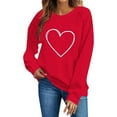 thumbnail image 6 of BEFOKA Long Sleeve T Shirt Women Valentine'S Day Crewneck Sweatshirt Love Heart Printed Womens Blouses Tops For Women Trendy Pullover Sweatshirt Graphic Tops & T-Shirts Print T Shirt Red, 6 of 6
