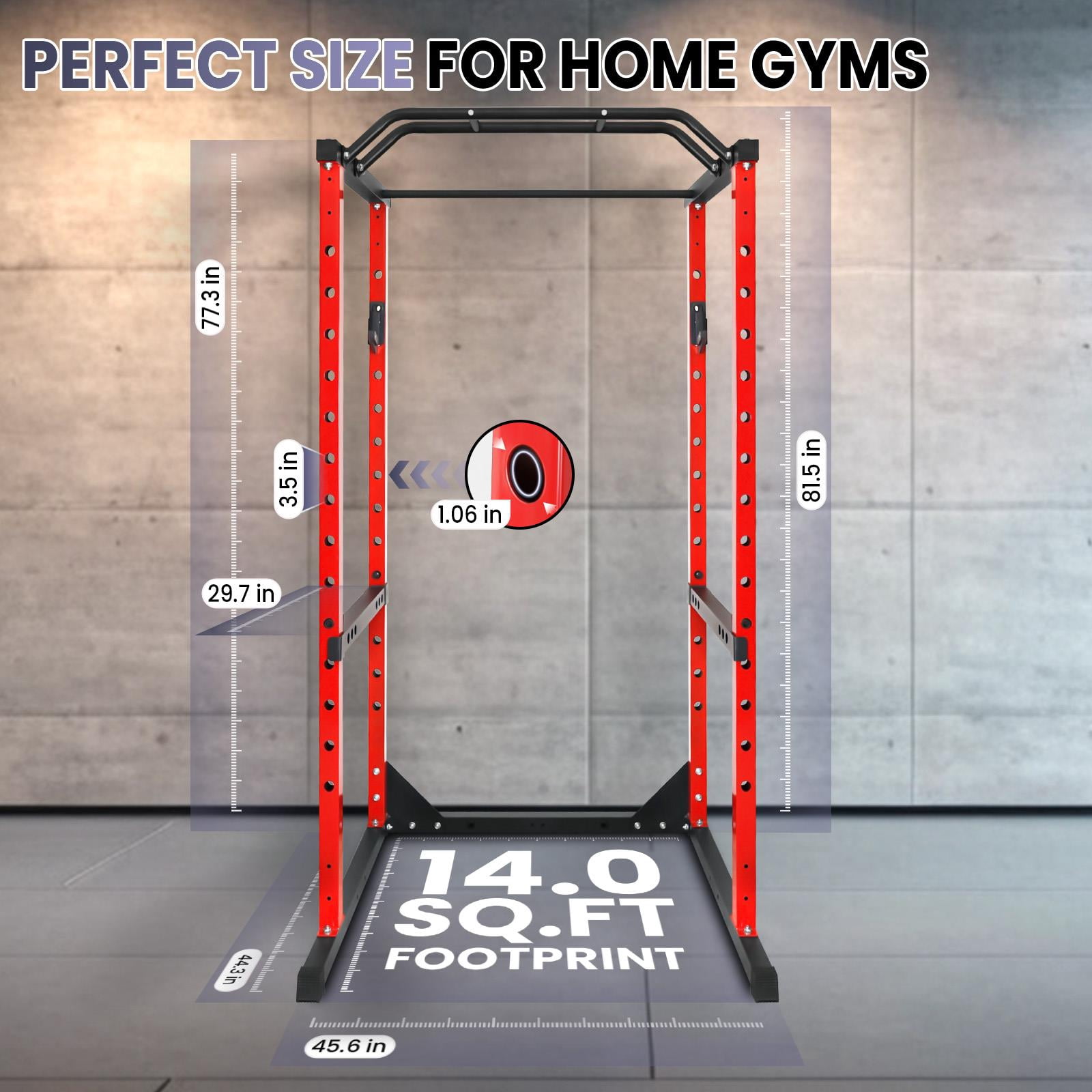 Multi-Functional 1200 Lbs  Squat Rack, Durable Alloy Steel Construction with Non-Slip Stable Base, Great for Home Gyms, Garage Training and Commercial Fitness Facilities