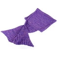 thumbnail image 2 of Kitchen + Home Mermaid Tail Blanket - Crochet Mermaid Pattern Knitted Sleeping Bag Throw For Adults and Kids 72x35 - Coral Reef Purple, 2 of 3