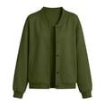 thumbnail image 5 of Wooowa Women's Solid Color Baseball Jacket Varsity Long Sleeve Casual Loose Cardigan Track Jacket, 5 of 9