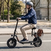 5TH WHEEL LB26 Peak 750W Motor Electric Scooter for Adults with Seat and Carry Basket, 36V 7.8Ah 20Miles Range & 20Mph, 12 Foldable E Scooter for Commuting, UL 2272
