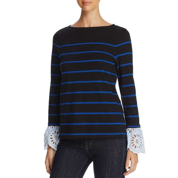 Beachlunchlounge Women’s Lace Trim Sailor Tops, Indigo, Large