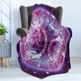 thumbnail image 4 of Astrology Soft Flannel Fleece Throw Blanket, Zodiac Circle in Space with Abstract Gender Signs Star Shape Center, Cozy Plush for Indoor and Outdoor Use, 60" x 80", Purple and Pale Blue, by Ambesonne, 4 of 5