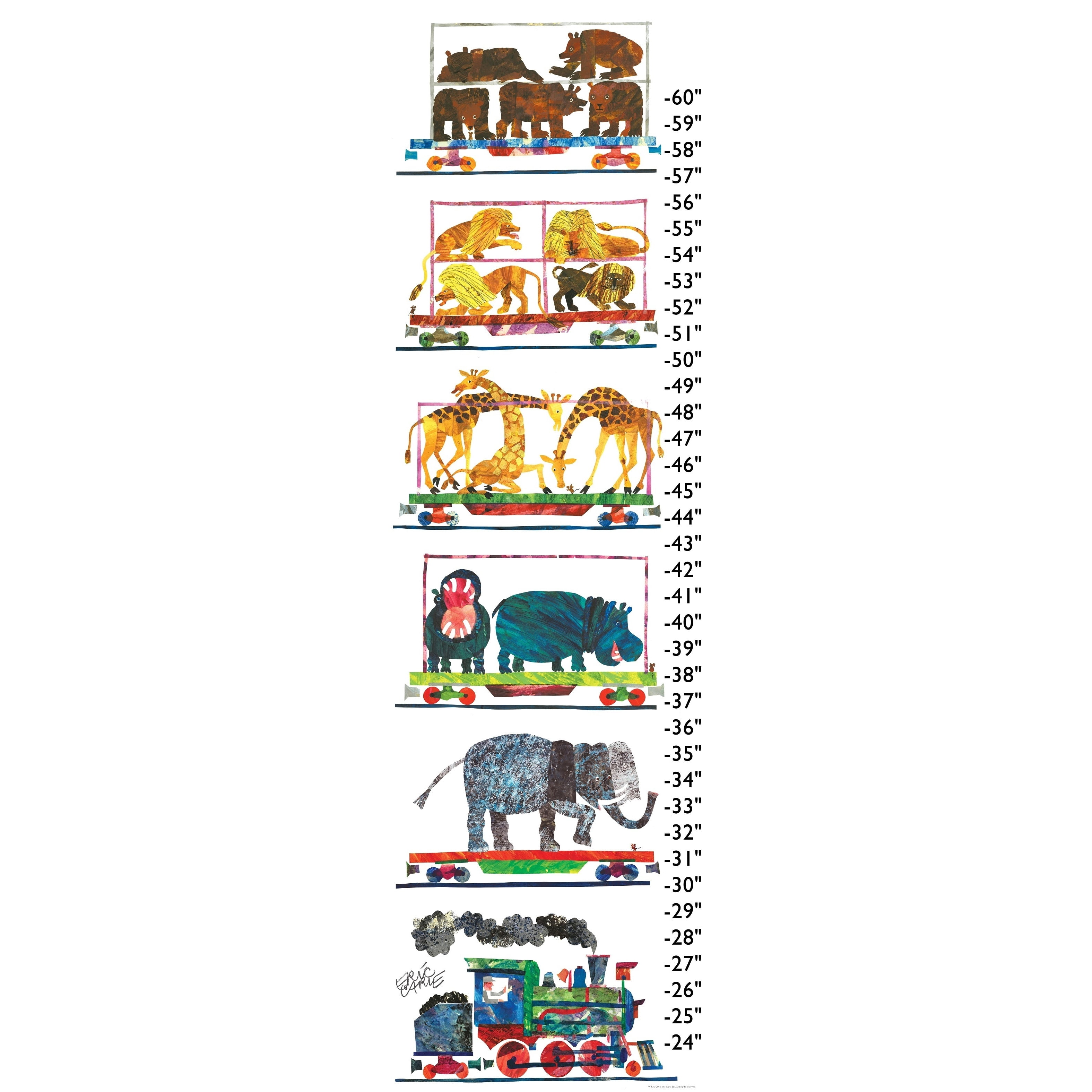 Animals and Steam Train Canvas Growth Chart