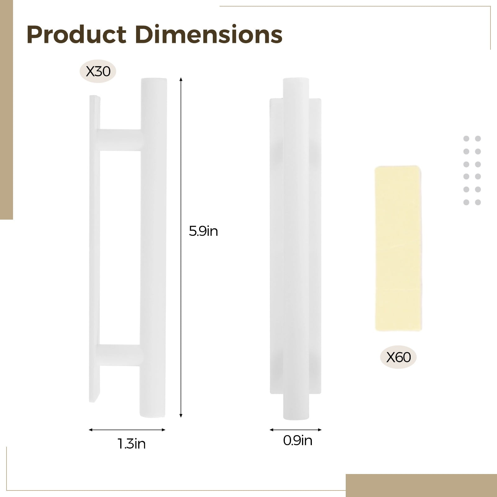 30 PCS Stick-on Cabinet Handles, Self-Adhesive Door Handles in Black, Waterproof Plastic Push Pull Helper, Peel and Stick Handles for Cabinets Drawers Wardrobes Sliding Doors