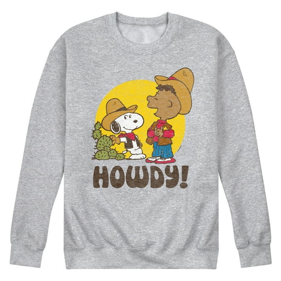 Peanuts - Franklin And Snoopy Howdy - Men's Crew Neck Fleece Pullover