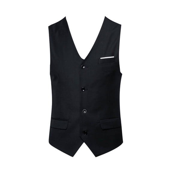 Pisexur Men's Suits Vest V-Neck Sleeveless Slim Fit Jacket Groomman Casual Suit Vests for Wedding Formal Party Tuxedo for Men with 3 Pockets