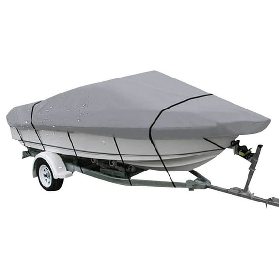 Labwork Waterproof 11-13Ft 210D Heavy Duty Trailerable Grey Boat Cover Replacement for V-Hull Fishing Boat V-Hull Tri-Hull Runabout Bass Boat Fish&Ski Pro-Style Bass Boat