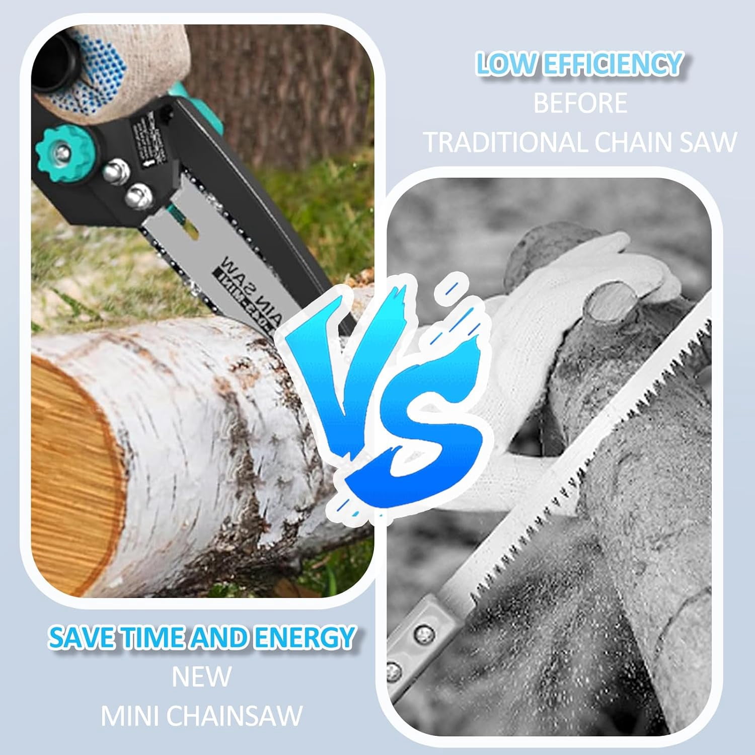 Mini Chainsaw Cordless 8 Inch,Hand Chainsaw Battery Powered,Rechargeable Hand Held Chain Saw,Power Chain Saws for Wood Cutting/Tree Trimming/Branch Pruning/Gardening/Camping