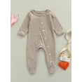 thumbnail image 2 of Qiylii Baby Footed-wrap Striped Bodysuit, Long Sleeve Round Neck Romper, 2 of 8