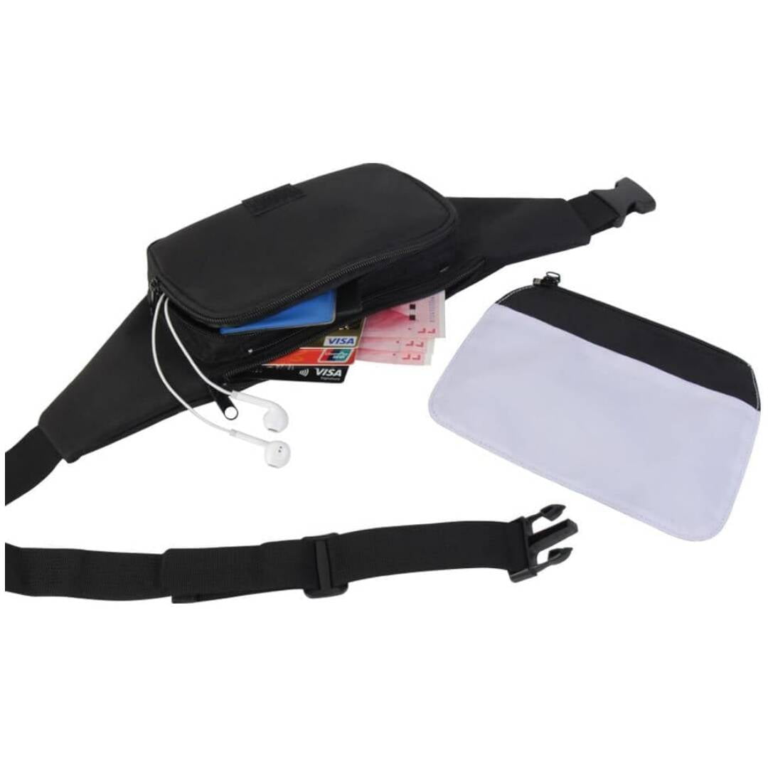 6 Pcs Sublimation Blank Women Men White Running Waist Bag Belt Bag Waist Pouch with Adjustable Strap Zip