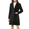 thumbnail image 2 of INSPIRE CHIC Manteau Long d'Hiver pour Femme à Revers Cranté, Manches Longues, Simple Boutonnage, Noir, m, 2 of 7