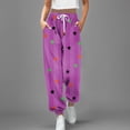 thumbnail image 2 of Nouveau Pantalon Décontracté Mode Impression 3D pour Femmes Taille Haute à Cordon, 2 of 4