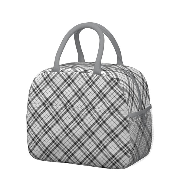 Sac à Lunch Fusion Rayé et à Carreaux – Design Rustique à Carreaux, Sac Isotherme Réutilisable pour Travail et École