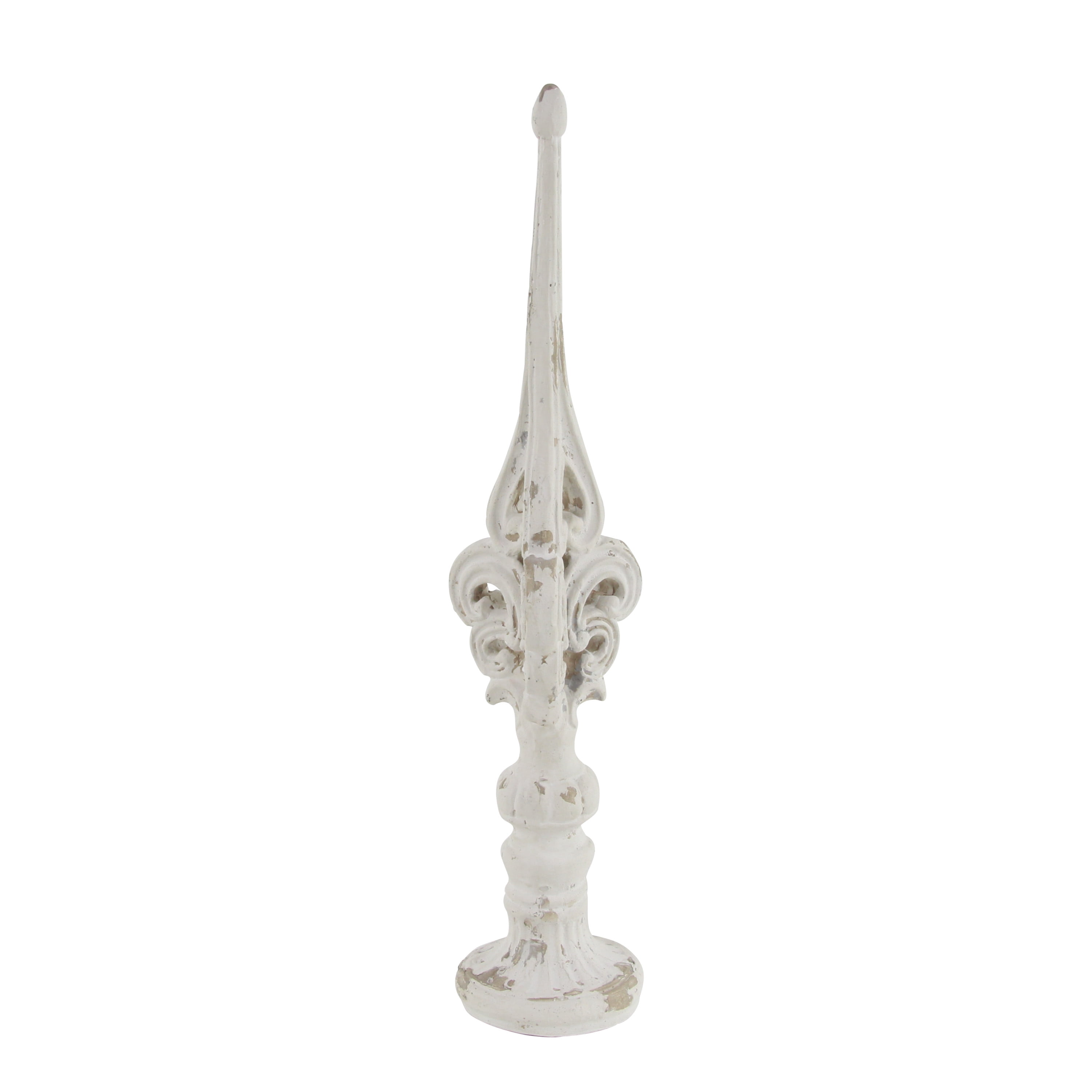 DecMode Fiberglass Vintage Finial Sculpture, White