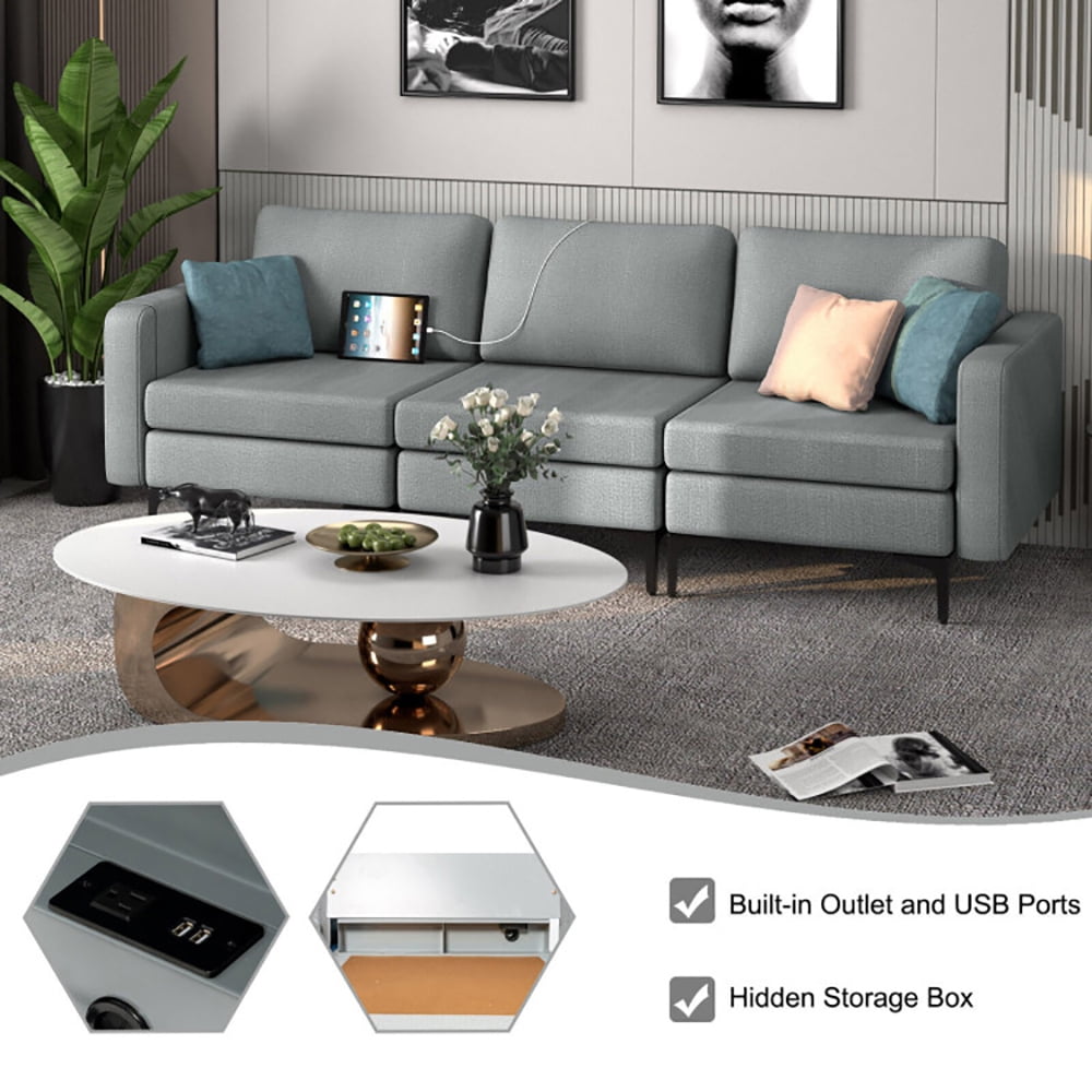 Finihen Sectional Leather Sofa Couch, Convertible Sectional Sofa, Convertible Leather Sofa Couch with Magazine Pockets 3-Seat with 2 USB Port, for Living Room, Dark Gray Finihen Sectional Leather Sofa Couch, Convertible Sectional Sofa, Convertible Leather Sofa Couch with Magazine Pockets 3-Seat with 2 USB Port, for Living Room, Dark Gray