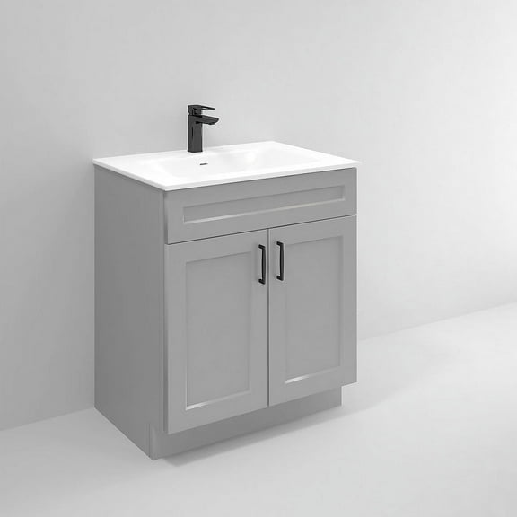 Light Grey Shaker Sink Base Bathroom Vanity Ready-to-Assemble Cabinet 30" Width