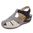 thumbnail image 2 of Women Summer Sandals Beach Wedge Sandals Bohemia Ankle Strap Causal Comfortable Round Toe Gladiator Outdoor Shoes, 2 of 6