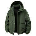 thumbnail image 4 of Heavyweight Plus Size Jacket for Men and Women Windproof Outdoor Hiking Coat with Hood Durable Workwear Fashionable Loose Fit all Season Casual Wear,Army Green,L, 4 of 4