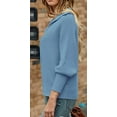 thumbnail image 7 of CoCopeaunts Women Knitted Sweater Tops Lapel Collar Long Sleeve Pullover Ribbed Knit Solid Color Sweaters Top, 7 of 7