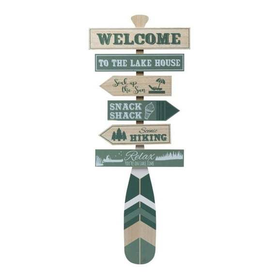 Elements 14.56 X 38.77 inch Wood Directional Lakehouse Wall Sign