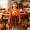 thumbnail image 2 of WUANDIXFA Fall Toddler Dresses Girls Thanksgiving Fashionable Long Sleeve Cute Turkey Print Dress,Orange,5-6 Years, 2 of 9