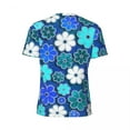 thumbnail image 6 of T Shirt For Men Sportswear Hippie Flower Power T-Shirts Fashion Blue Floral Summer Tee Shirt O Neck, 6 of 7