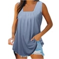 thumbnail image 2 of Wiyuqeen Womens Side Split Tank Tops Classic Fashion Marble Printed Blouses Baggy Pleated Square Neck T-shirts Elegant Summer Sleeveless Graphic Tees, 2 of 5
