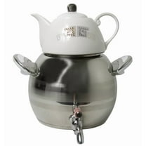 Modern Large Classic Samovar 5.5 Liter Tea Maker Water Kettle Heavy Thick Stainless Steel Ceramic Porcelain Teapot Faucet W/Handle