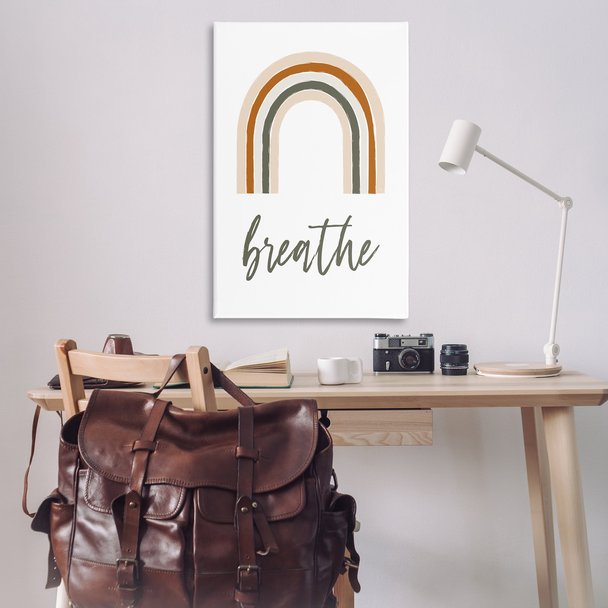 Stupell Industries Breathe with Subtle Earth Tones Text & Numbers Painting Wrapped Canvas Art Print Wall Art, 30 x 45