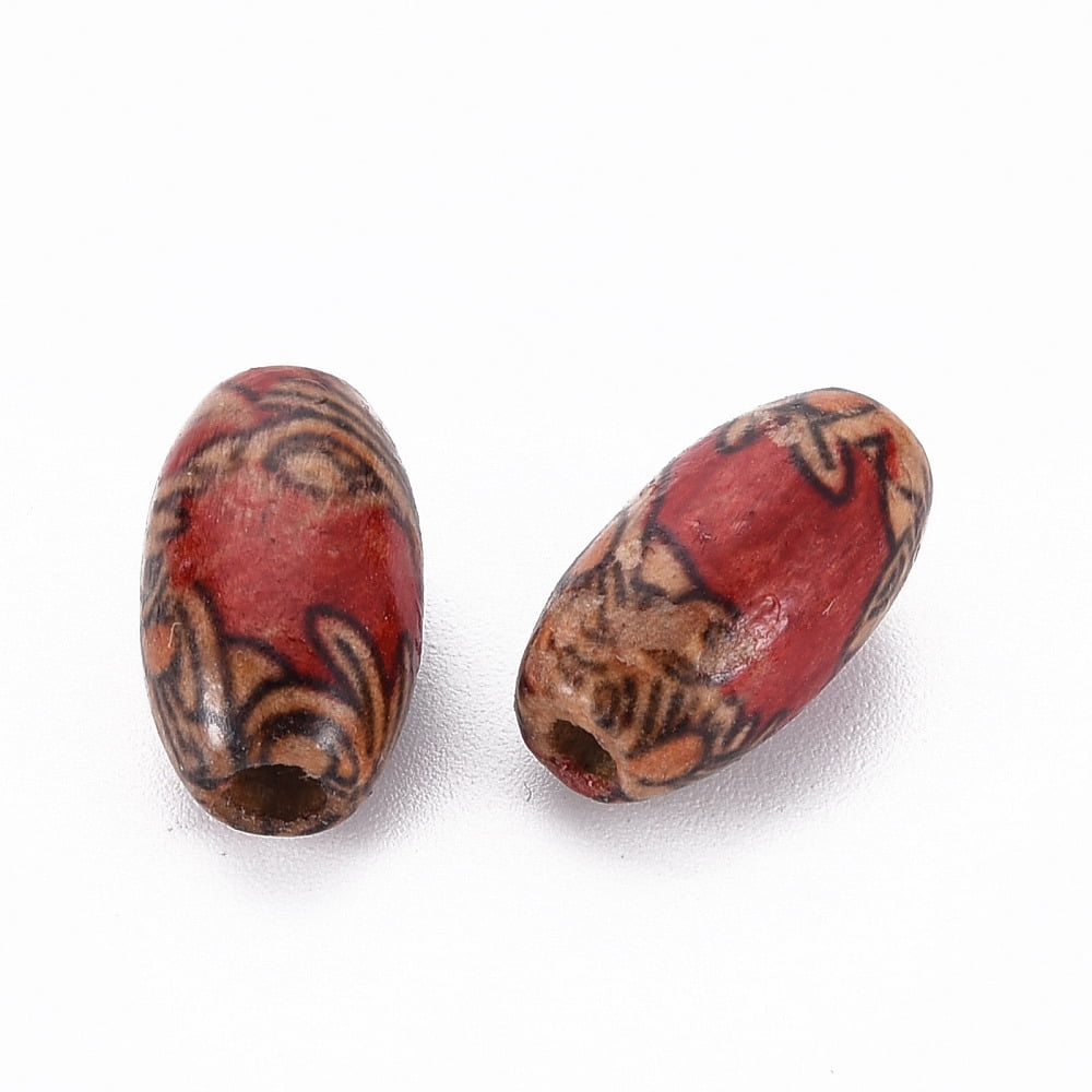 Printed Wood Beads Oval Mixed color 14-15x8mm Hole: 3mm 3030pcs/1000g