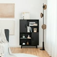 thumbnail image 4 of Gymax Buffet Armoire de Rangement Bibliothèque Placard avec Porte Tablette Noir, 4 of 10