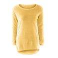 thumbnail image 4 of Scyoekwg Womens Long Sleeve Tops Dressy Casual Round Neck Plush Tops Tunic Shirts Classic Solid Color Comfy Loose Blouses Tshirts Pullover Clearance (#B01=Yellow,XXXXXL), 4 of 5