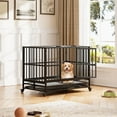 thumbnail image 1 of EastVita Cage pour Chien Robuste de 37 Pouces - Cage à Double Porte avec Roues Verrouillables, Noir, 1 of 8