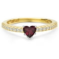 thumbnail image 3 of Gem Stone King 14K Two Tone Gold Red Rhodolite Garnet and Lab Grown Diamond Engagement Ring for Women | 0.71 Cttw | Heart Shape 5MM | Gemstone January Birthstone | Size 9, 3 of 6