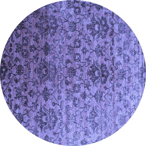 Ahgly Company Indoor Round Abstract Blue Contemporary Area Rugs, 6' Round