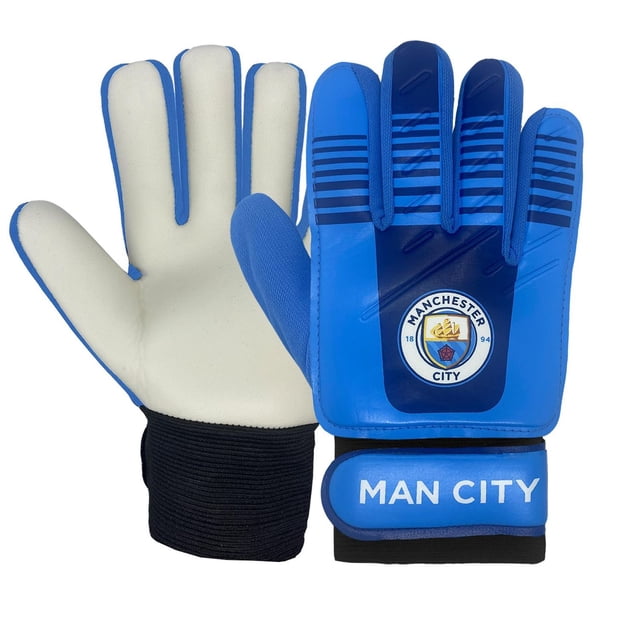 Manchester City FC Boys/Girls Touch Fastening Goalkeeper Gloves