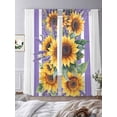 thumbnail image 3 of Sunflower Sheer Curtains 96 Inch Length 2 Panels Set, Yellow Summer Floral Purple Striped Farmhouse Voile Window Treatment Semi Sheer Long Curtains Drapes for Bedroom/Living Room/Kitchen 52"x96"x2, 3 of 7