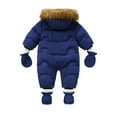 thumbnail image 2 of Bagilaanoe Newborn Baby Girl Boys Winter Snowsuits Hoodies Jumpsuits Long Sleeve Quilted Jacket + Gloves + Foot Covers 6M 9M 12M 18M 24M Infant Warm One Piece Coat Outwear, 2 of 9