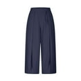 thumbnail image 5 of QATAINLAV Pleated Pants for Women High Waisted Wide Leg Cropped Trousers Solid Color Casual Flowy Loose Palazzo Pants with Pockets Navy XXL Mother's Day Gifts, 5 of 10