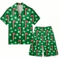 thumbnail image 2 of XDZJLR Mens Christmas Pajama Xmas Print Pajama Holiday Themed Outfit Cozy Two Piece Nightwear Festive Season Pjs Loungewear White Xxxl, 2 of 4