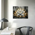 thumbnail image 3 of COMIO  Lotus Flower Wall Decor Trendy Silver Golden Flower Painting Canvas Prints Art Zen Lotus Picture Artwork for Living Room Yoga Meditation Spiritual Decor Framed Ready to Hang, 3 of 4