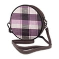 thumbnail image 2 of Leather Shoulder Round Bag 7.1×2.36in Fashion Casual Crossbody Bag Shoulder Bag For Work Travel Business Shopping Date Lavenderblush Buffalo Plaid Check Tartan Scotland_3, 2 of 5