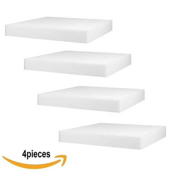 4Pack White Polyurethane Foam Cushion Inserts; Square 18x18x1 Foam