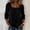 Black, variant on Women's Solid Color Lace Trim Square Neck Top – 3/4 Sleeve Casual Loose Blouse Summer Shirt for Daily & Vacation Pink,L