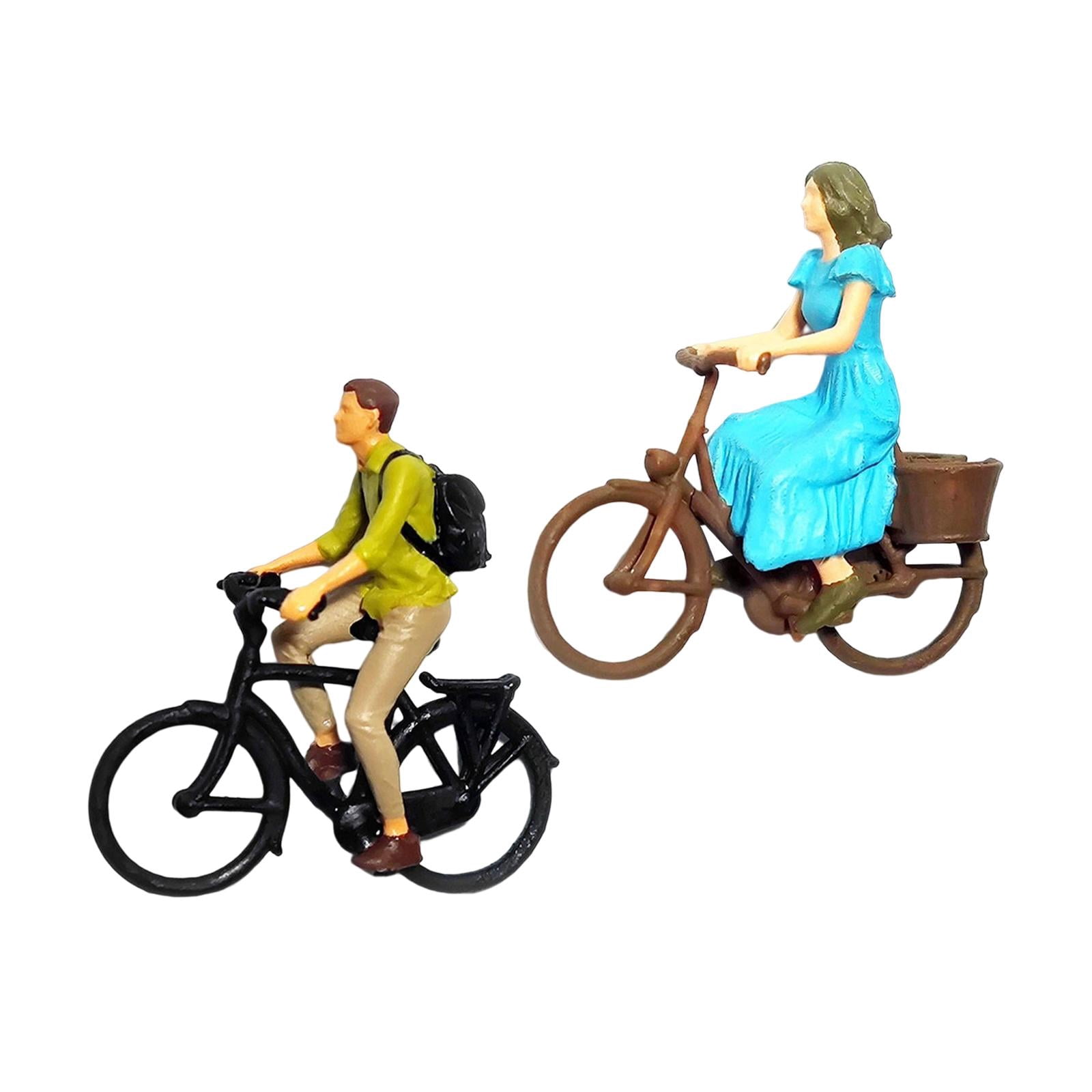 LeeQinersw 1/87 Scale Cyclist Figures Mini People Model Ornament for Dollhouse DIY Projects Boy and Girl