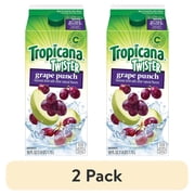 (2 pack) Tropicana Twister Grape Punch Flavored Drink 59 Fluid Ounce Paper Carton