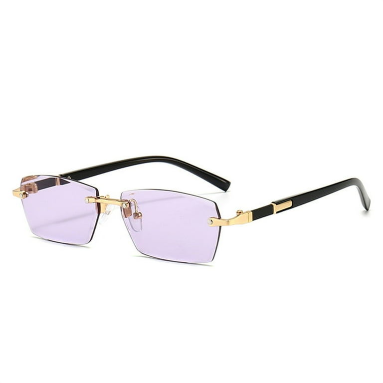 Trendy Rimless Mirrored Sunglasses Men Square Glasses for Fashion Crystal  Eyewear C1