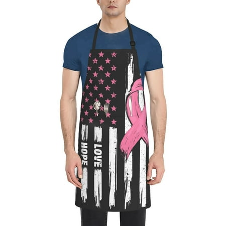 

Naloa Ribbon Breast Cancer Awareness Apron Kitchen Aprons with Pockets for Women Men Chef